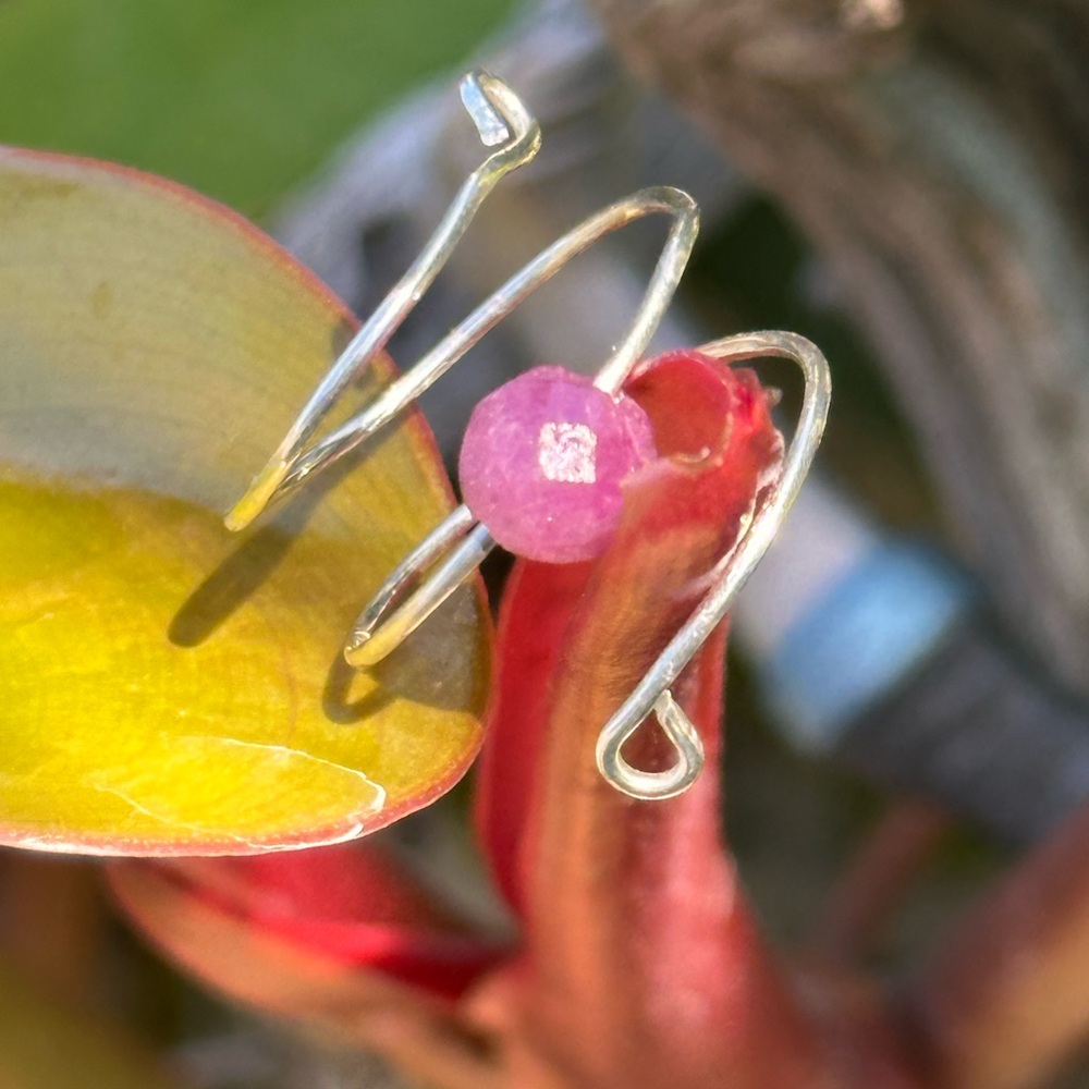 R56. Elegant .925 Sterling Silver & Ruby wrapped Ring